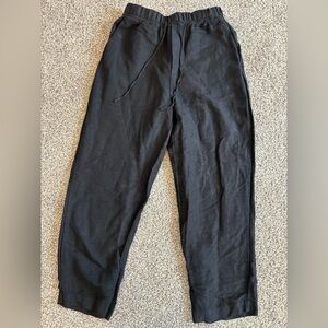 H&M Women’s Black Flowy Linen Pants with Drawstring Waistband